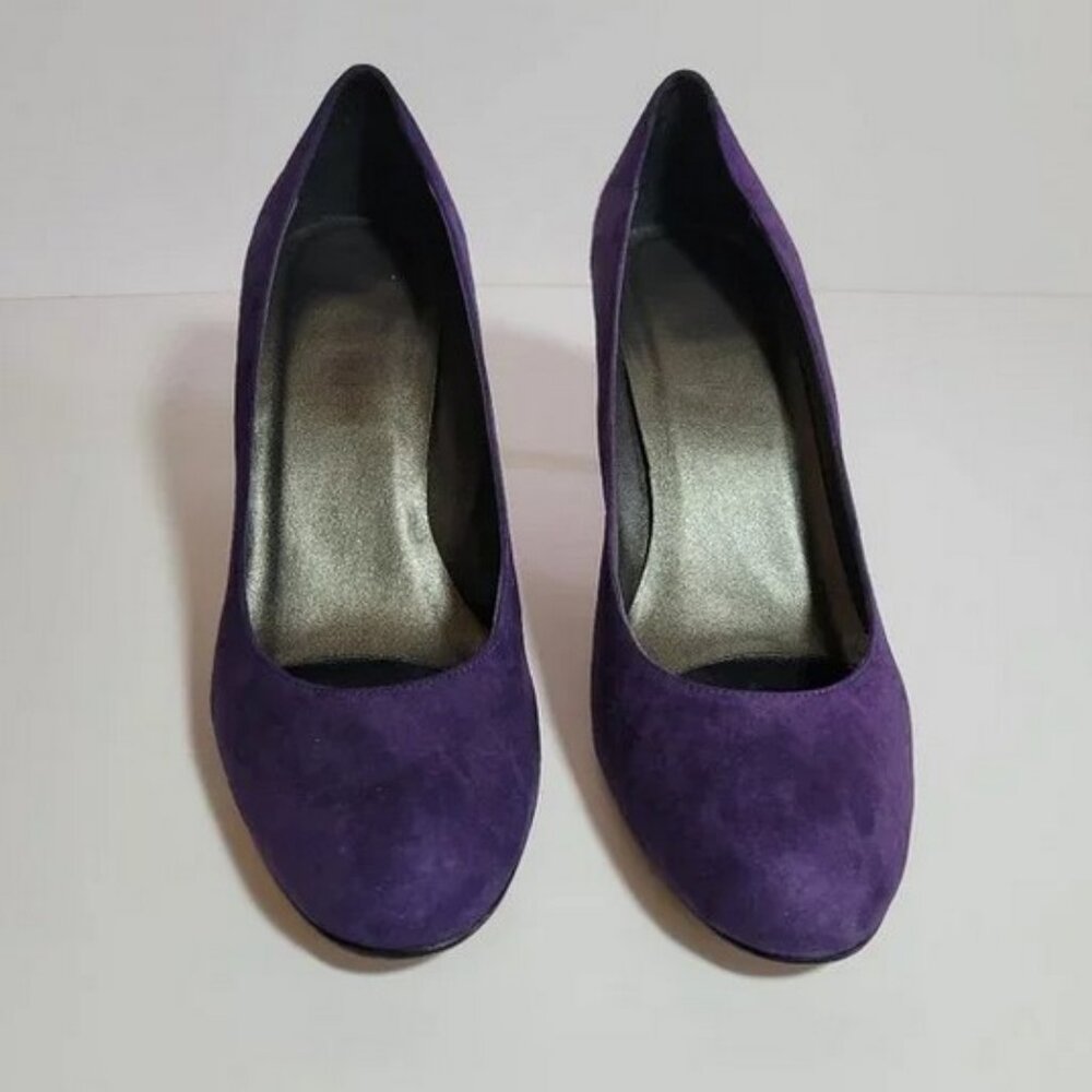 Vaneli Women's Shoes Size 9 Purple Suede Heels Pumps Undine 3" Round Almond Toe - Picture 4 of 6